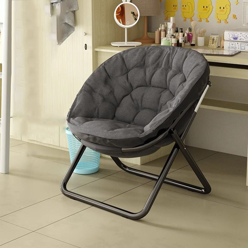 Modern Minimalist Oval Suede Velvet Steel Accent Chair Backrest Armless For Living Room