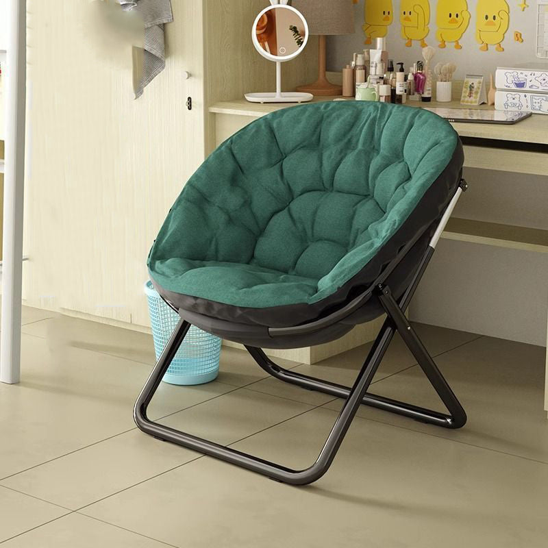 Modern Minimalist Oval Suede Velvet Steel Accent Chair Backrest Armless For Living Room
