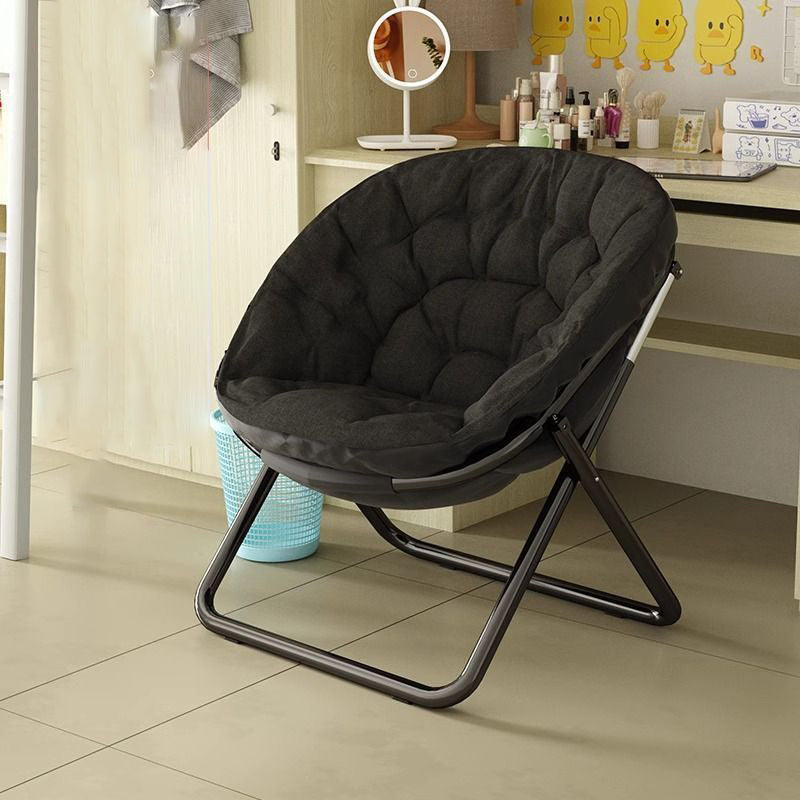 Modern Minimalist Oval Suede Velvet Steel Accent Chair Backrest Armless For Living Room