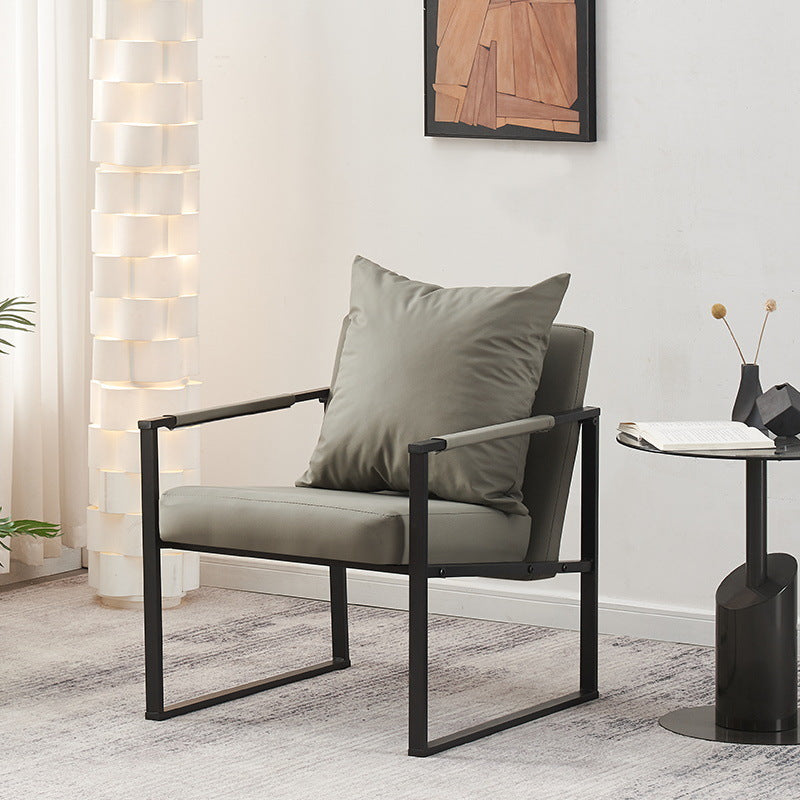 Dossier de chaise contemporain scandinave carré en acier au carbone et cuir synthétique Nappa pour salon 