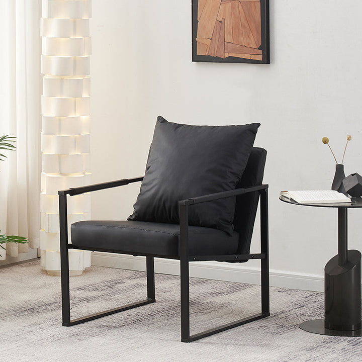 Dossier de chaise contemporain scandinave carré en acier au carbone et cuir synthétique Nappa pour salon 