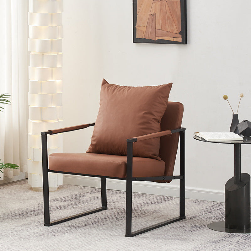 Dossier de chaise contemporain scandinave carré en acier au carbone et cuir synthétique Nappa pour salon 