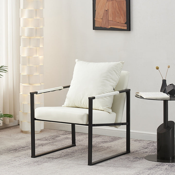 Dossier de chaise contemporain scandinave carré en acier au carbone et cuir synthétique Nappa pour salon 
