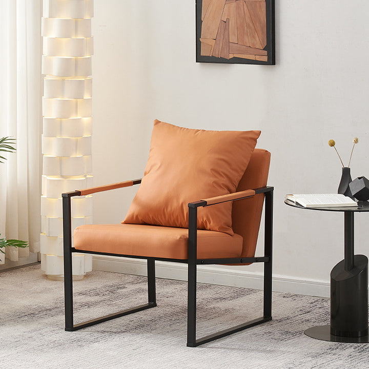 Dossier de chaise contemporain scandinave carré en acier au carbone et cuir synthétique Nappa pour salon 