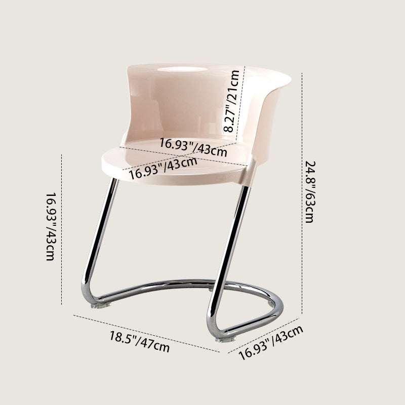 Modern Minimalist Curved PC Iron Dining Chair Backrest Armless For Dining Room