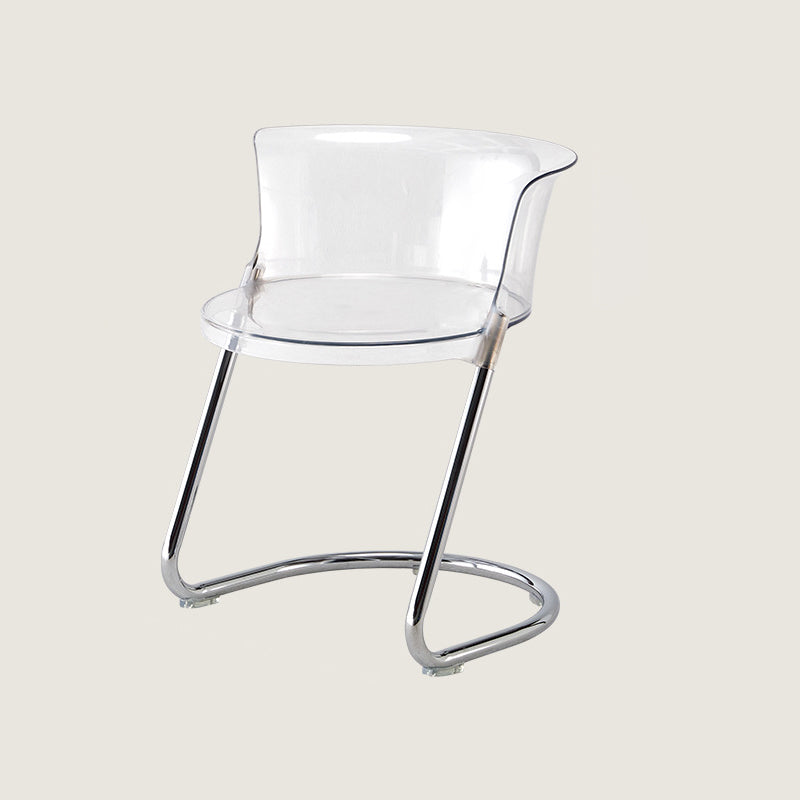 Modern Minimalist Curved PC Iron Dining Chair Backrest Armless For Dining Room