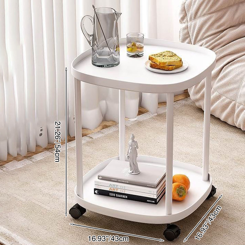 Modern Minimalist Rectangular Polypropylene Carbon Steel End Table 2-Tier Movable For Living Room