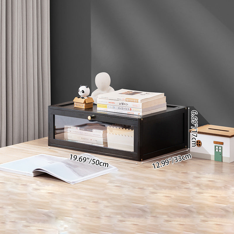 Modern Minimalist Rectangular Acrylic Bamboo Composite Board Bookshelves 1-Cabinet For Living Room