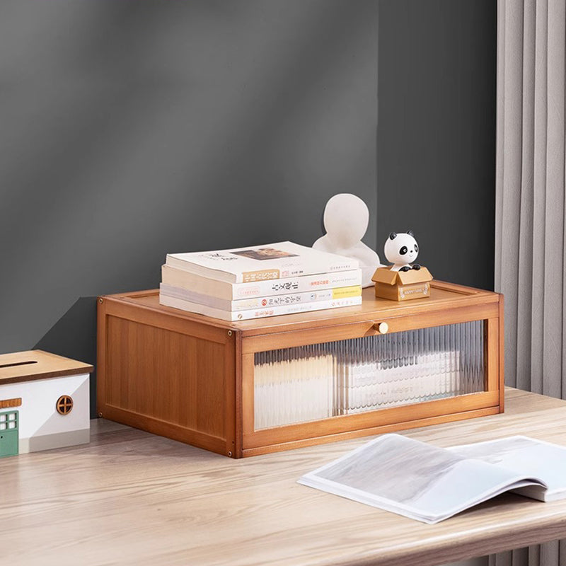 Modern Minimalist Rectangular Acrylic Bamboo Composite Board Bookshelves 1-Cabinet For Living Room