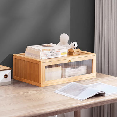 Modern Minimalist Rectangular Acrylic Bamboo Composite Board Bookshelves 1-Cabinet For Living Room