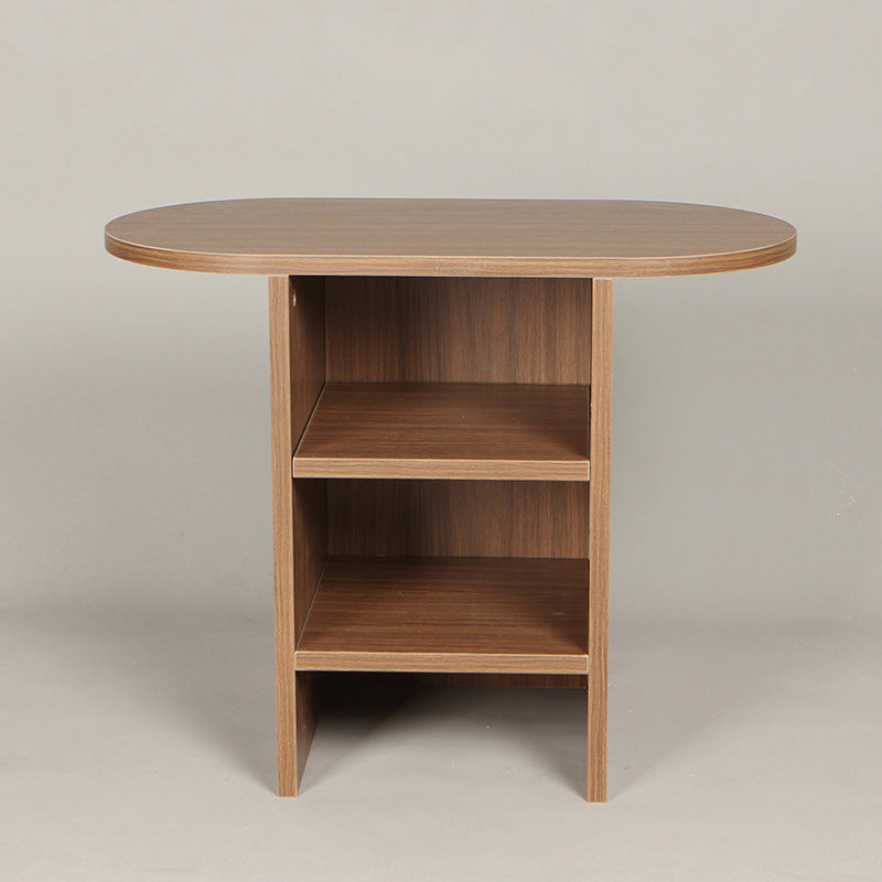 Traditional Vintage Oval Tabletop Rectangle Plywood End Table For Living Room