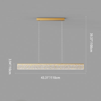 Modern Minimalist Rectangular Copper Resin LED Island Light Chandelier For Dining Room