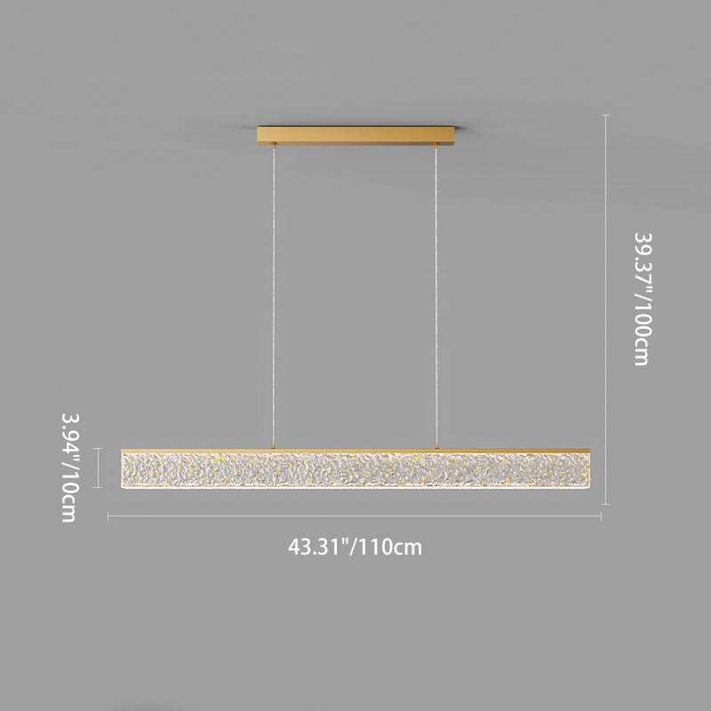 Modern Minimalist Rectangular Copper Resin LED Island Light Chandelier For Dining Room
