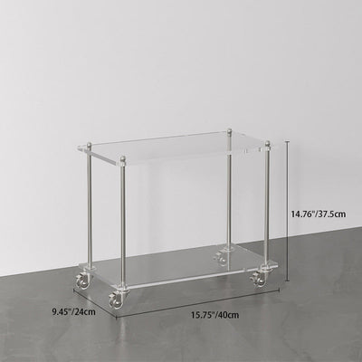 Table d'appoint rectangulaire contemporaine en acier acrylique à 2/3 niveaux pour salon 