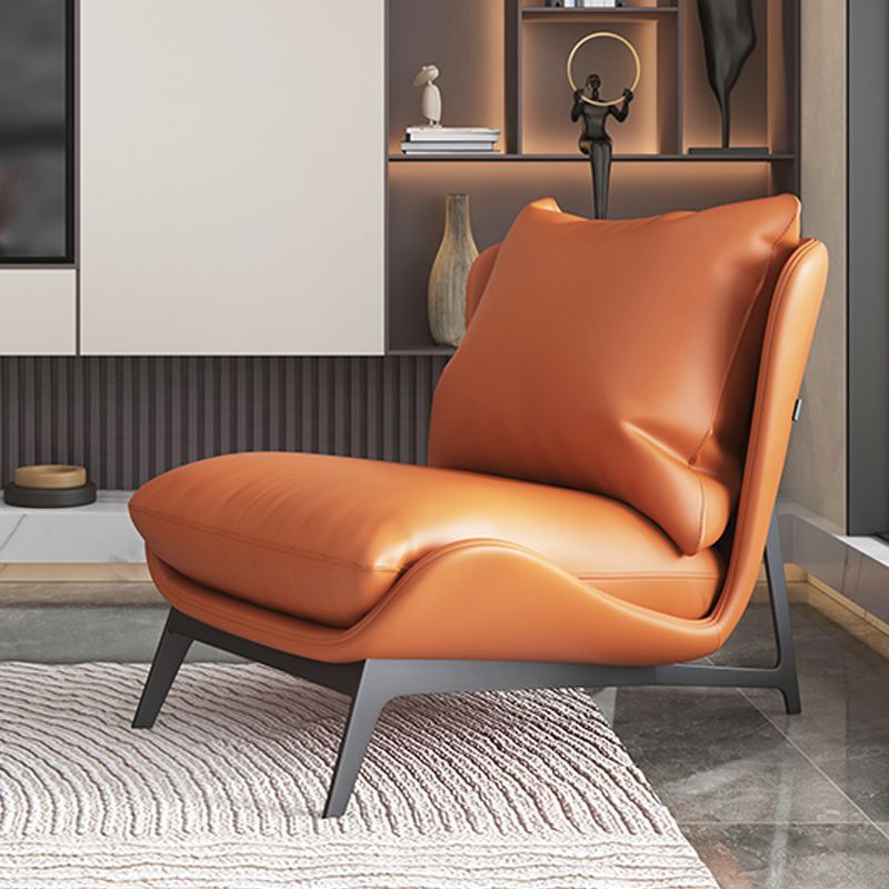 Contemporary Scandinavian Microfiber Leather Velvet Cotton Latex Carbon Steel Square Accent Chair Backrest Footrest For Living Room
