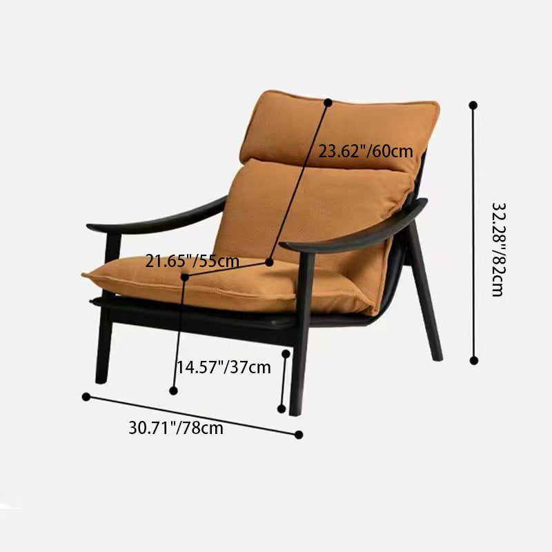 Silla de acento contemporánea retro rectangular curvada tapizada en madera con tela de lana de cordero, respaldo y reposabrazos para sala de estar 