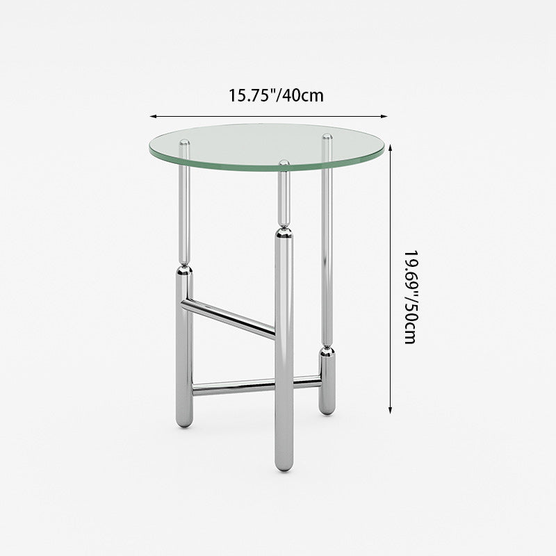 Moderner minimalistischer zylindrischer runder Glas-Eisentisch 1-stufig für Wohnzimmer 