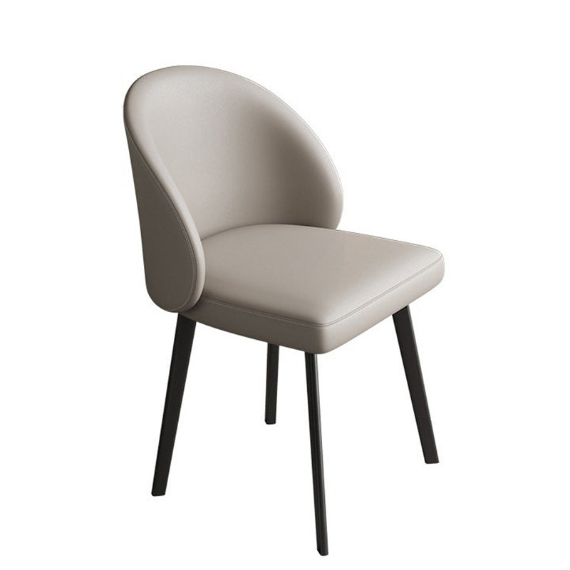 Modern Minimalist Microfiber Leather Plywood Carbon Steel Sponge Square Elliptical Curved Dining Chair Backrest For Dining Room