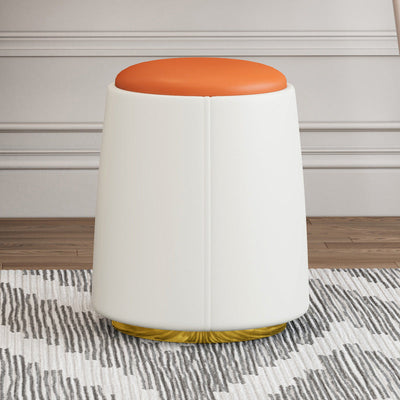 Taburete de tocador sin respaldo ni brazos, cilindro minimalista moderno, cuero Napa, madera maciza, hierro, para dormitorio 
