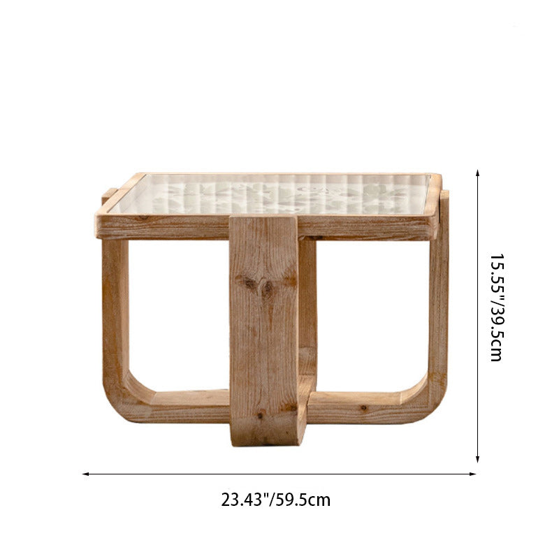 Table basse contemporaine en verre et bois de style scandinave pour salon 