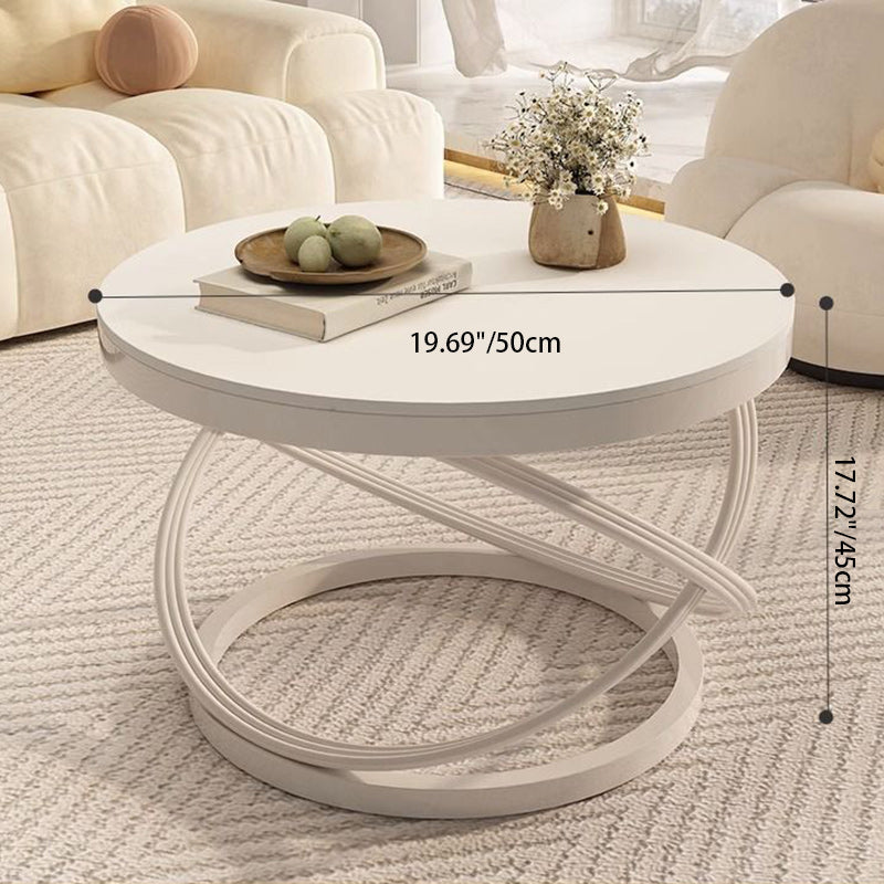 Contemporary Nordic Round Circle Iron Stone Slab Coffee Table For Living Room