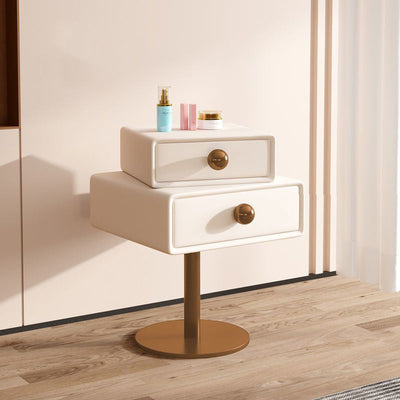 Table de nuit contemporaine créative carrée orb rotative empilable en bois et acier à 2 tiroirs pour chambre 
