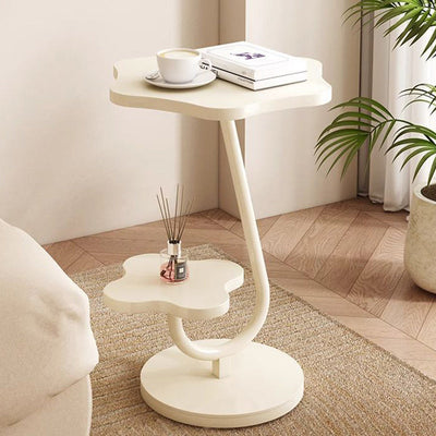 Moderner minimalistischer runder Blumen-Beistelltisch aus massivem Holz und Edelstahl mit 2 Ebenen für das Wohnzimmer 