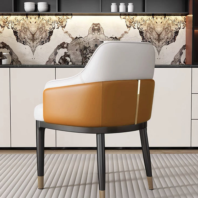 Moderner Luxus quadratisch gebogener Kunstleder-Metallstuhl Rückenlehne ohne Armlehnen für Esszimmer 