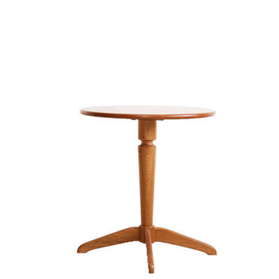 Mesa Auxiliar Redonda Nórdica Contemporánea de Madera de Cerezo con 4 Patas para Sala de Estar 