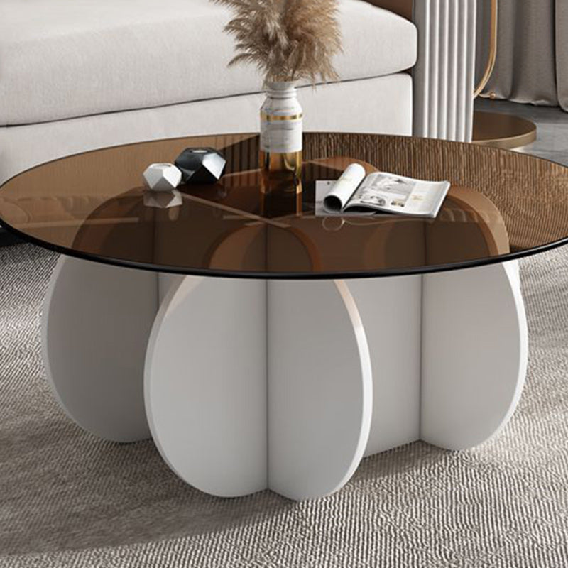 Modern Luxury Round Oval Cross Base Glass MDF Coffee Table For Living Room