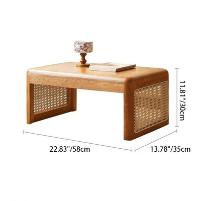 Traditioneller japanischer rechteckiger Massivholz-Edelstahl-Beistelltisch 1-stufig für das Wohnzimmer 