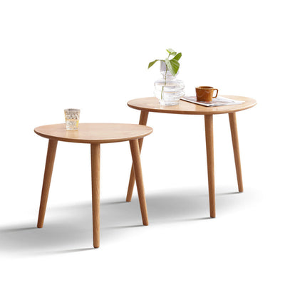 Contemporary Japanese Oval Wood Side Table 1-Tier For Living Room