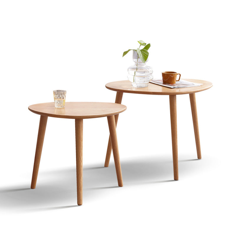 Contemporary Japanese Oval Wood Side Table 1-Tier For Living Room