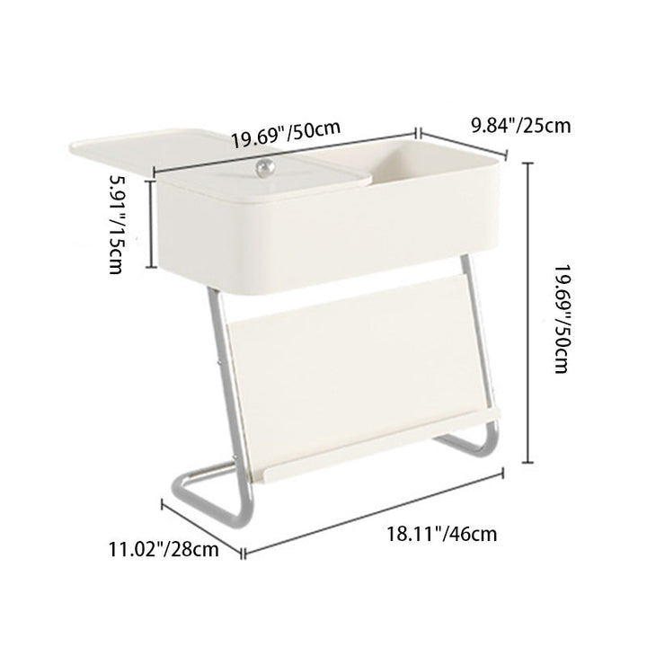 Table de nuit moderne minimaliste rectangulaire en acier inoxydable et acier au carbone avec 1 tiroir pivotant pour le chevet 