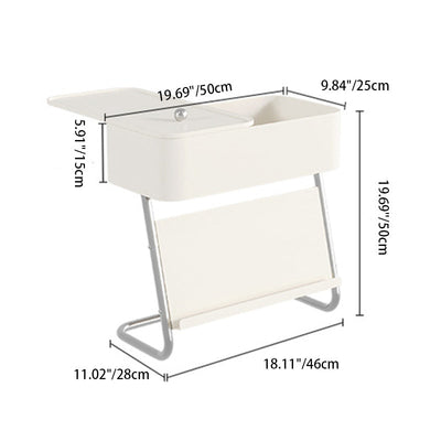Table de nuit moderne minimaliste rectangulaire en acier inoxydable et acier au carbone avec 1 tiroir pivotant pour le chevet 