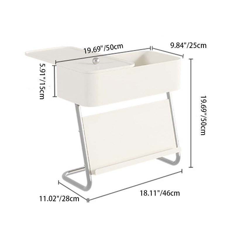 Table de nuit moderne minimaliste rectangulaire en acier inoxydable et acier au carbone avec 1 tiroir pivotant pour le chevet 