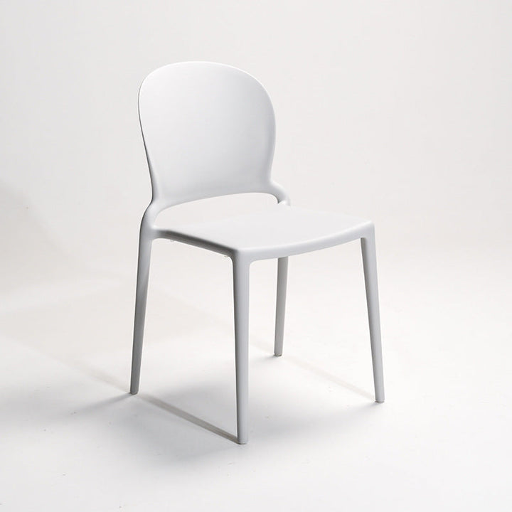Zeitgenössischer nordischer gebogener quadratischer PP-Esszimmerstuhl Rückenlehne ohne Armlehnen für Esszimmer 
