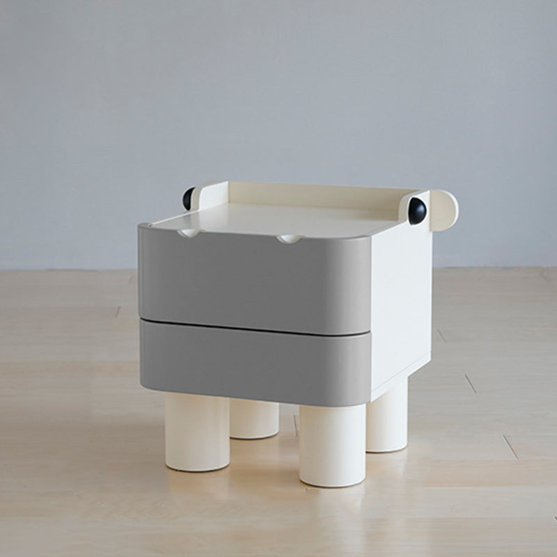 Table de nuit en bois pour enfants nordiques contemporains carrés cubiques Hippo à 2 tiroirs pour chevet 