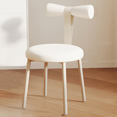 Tabouret de coiffeuse sans dossier en tissu rond crème Art Déco moderne en fer pour chambre 