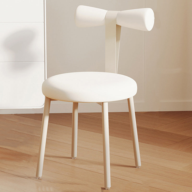 Tabouret de coiffeuse sans dossier en tissu rond crème Art Déco moderne en fer pour chambre 