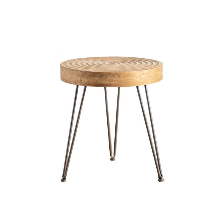Traditional Japanese Round Tabletop Medium Density Fiberboard Iron Coffee Table 3/4-Leg For Living Room