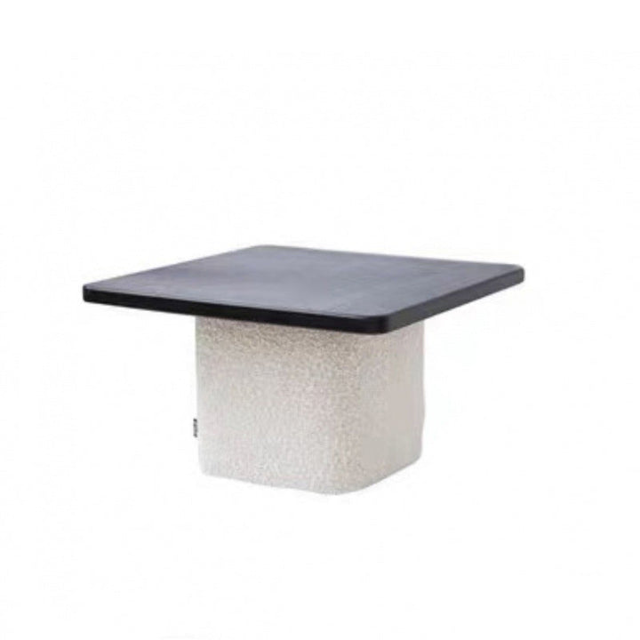 Conjunto de mesa de centro y sillas tatami cuadradas japonesas tradicionales de tela sherpa blanca y madera de pino Toon para sala de estar 