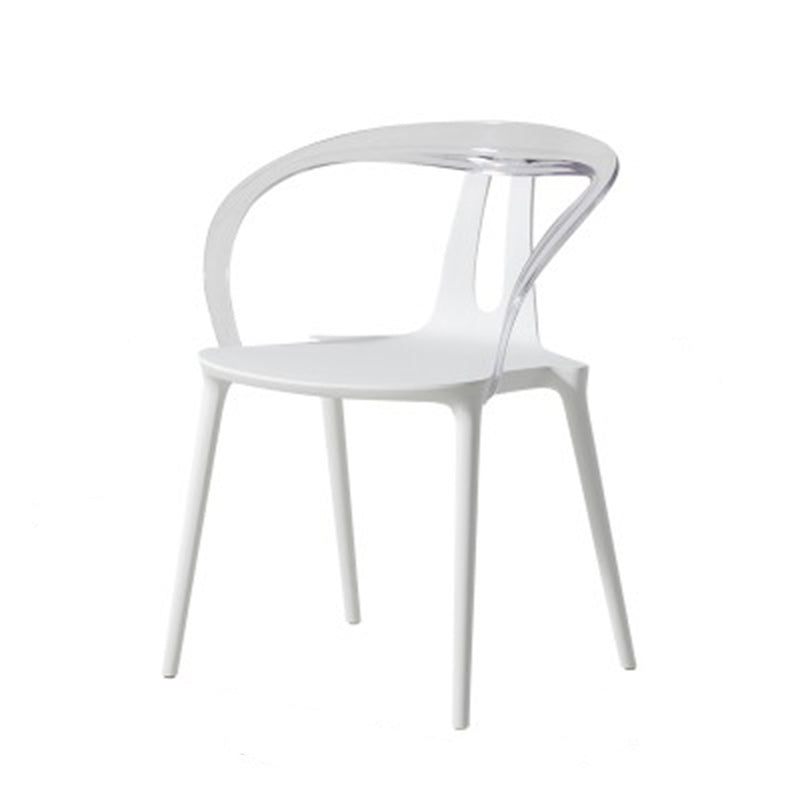 Moderner minimalistischer Kurvenrahmen Kunststoff-Esszimmerstuhl Rückenlehne Armlehne für Esszimmer 