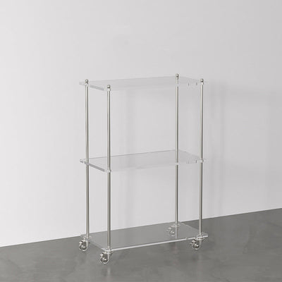 Table d'appoint rectangulaire contemporaine en acier acrylique à 2/3 niveaux pour salon 