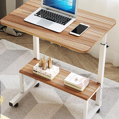 Table d'appoint rectangulaire en bois et acier minimaliste moderne à 2 niveaux pour étude 