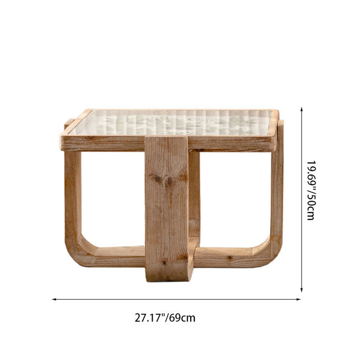 Table basse contemporaine en verre et bois de style scandinave pour salon 