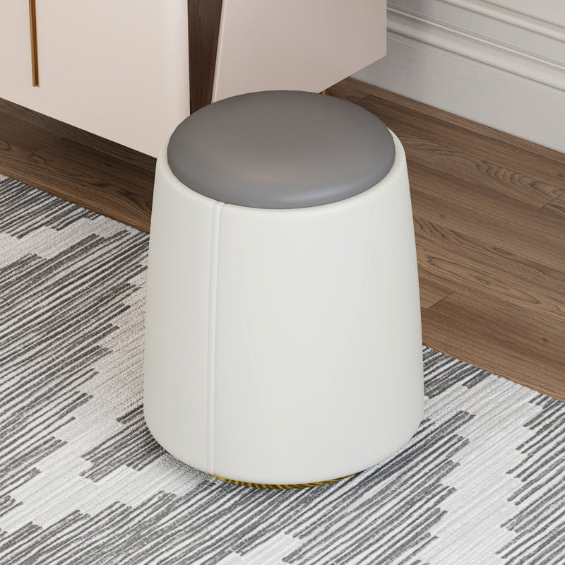 Taburete de tocador sin respaldo ni brazos, cilindro minimalista moderno, cuero Napa, madera maciza, hierro, para dormitorio 