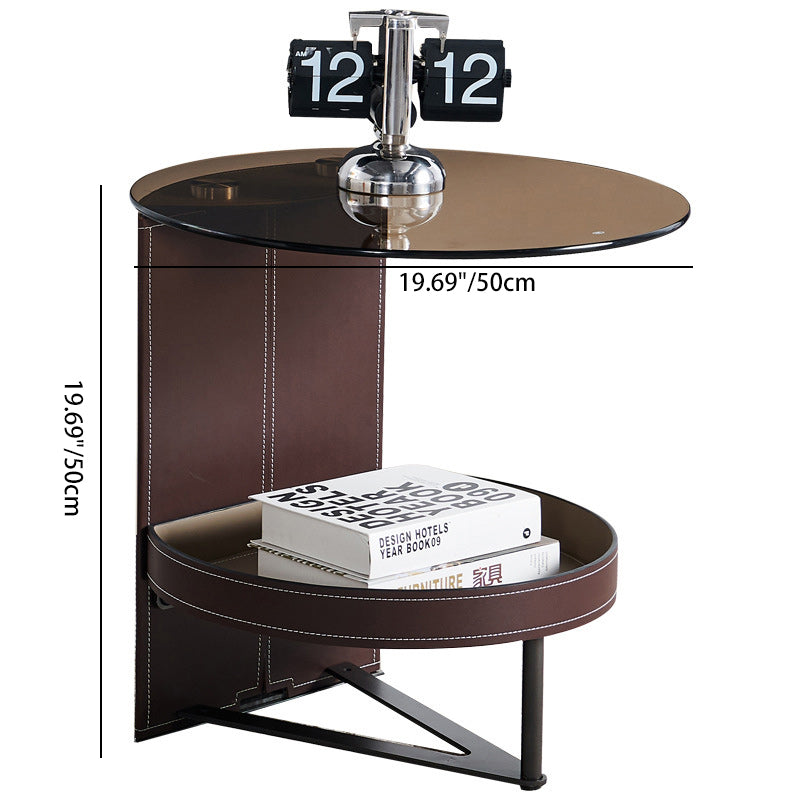 Modern Minimalist Round Rectangle Triangle Base Glass Saddle Leather S ...