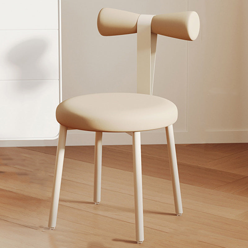Tabouret de coiffeuse sans dossier en tissu rond crème Art Déco moderne en fer pour chambre 