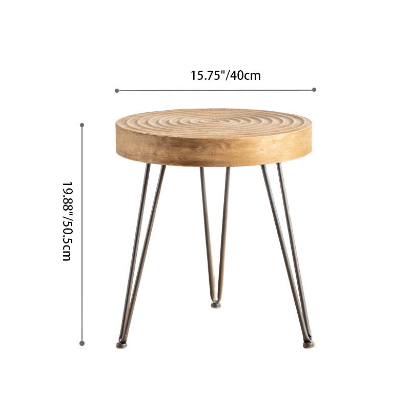 Traditional Japanese Round Tabletop Medium Density Fiberboard Metal Coffee Table 3/4-Leg For Living Room